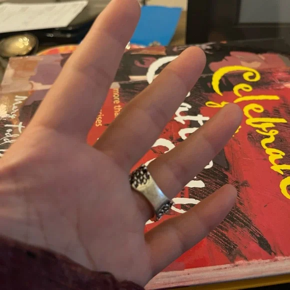 Premier Jewelry sliver ring with chain and diamond accents Sz 7 - Picture 3 of 6